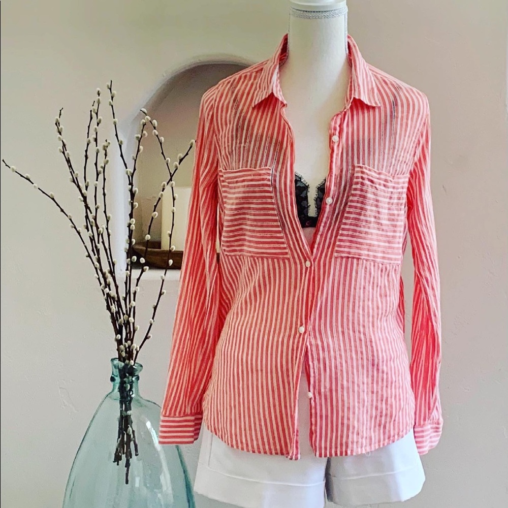 Beachy Striped Button Down - Picture 2 of 3